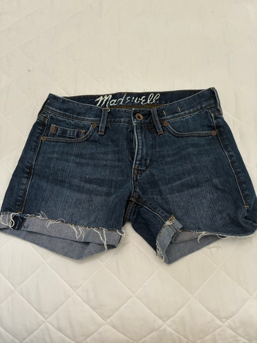 Madewell Indigo Rolled Fray Hem Jean Shorts